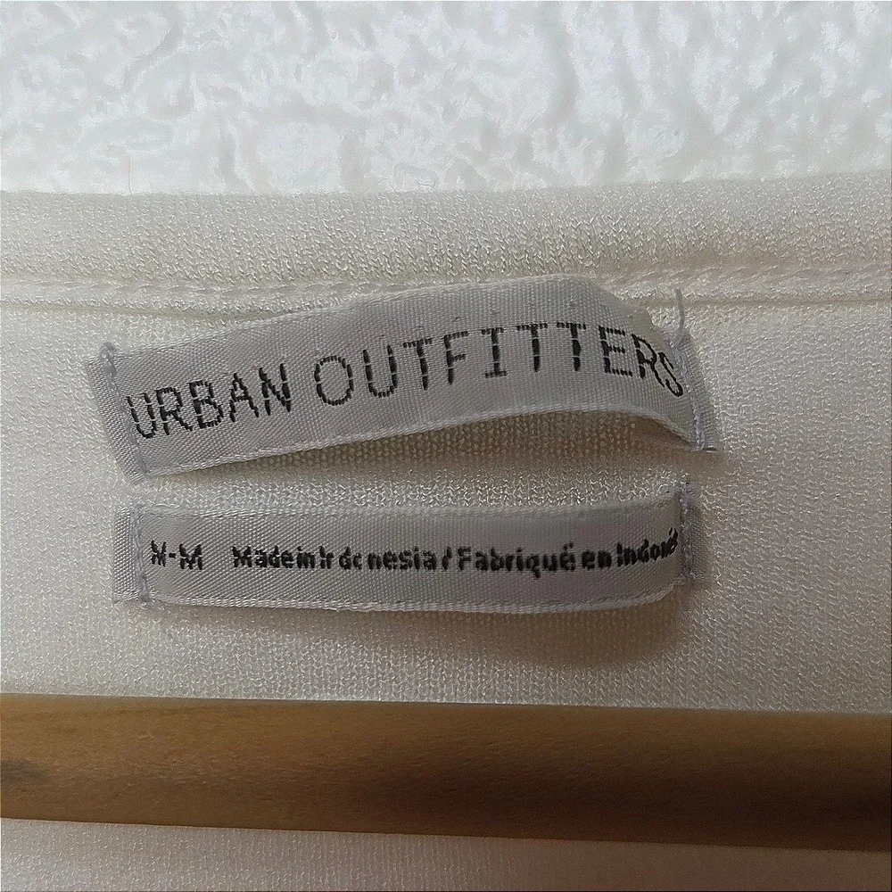 Urban Outfitters Cream Smocked Button Front Crop Top Size Medium Coquette Summer